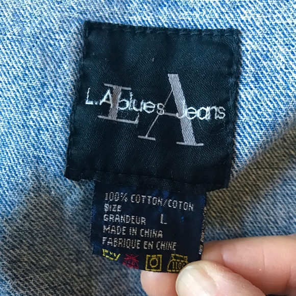 L.A. Blues Jeans 100% Cotton Classic Denim Jean Jacket Large - Picture 7 of 7